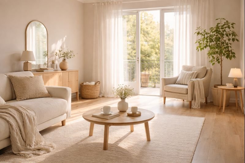 a peaceful interior with open space, soft light, and no visible screens