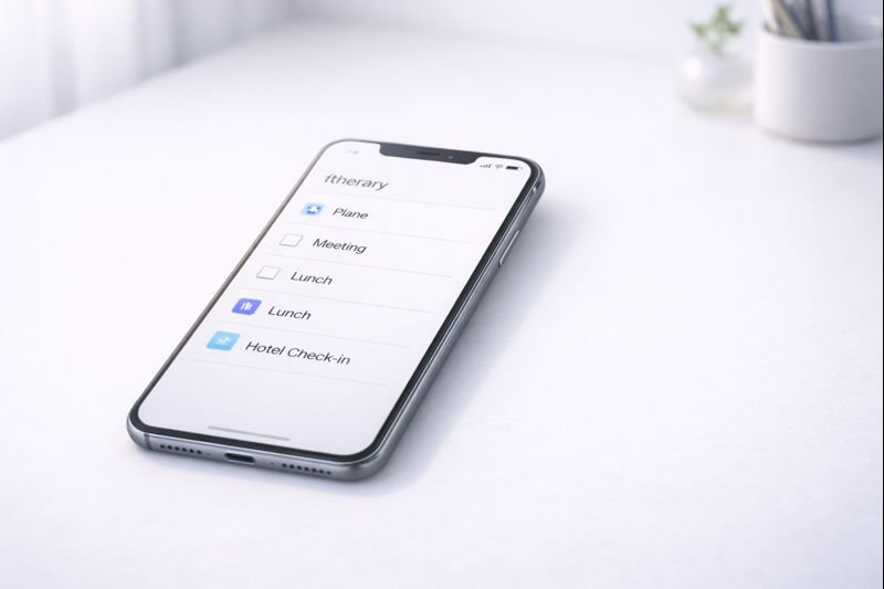 a simple checklist-style itinerary on a phone, neutral tones