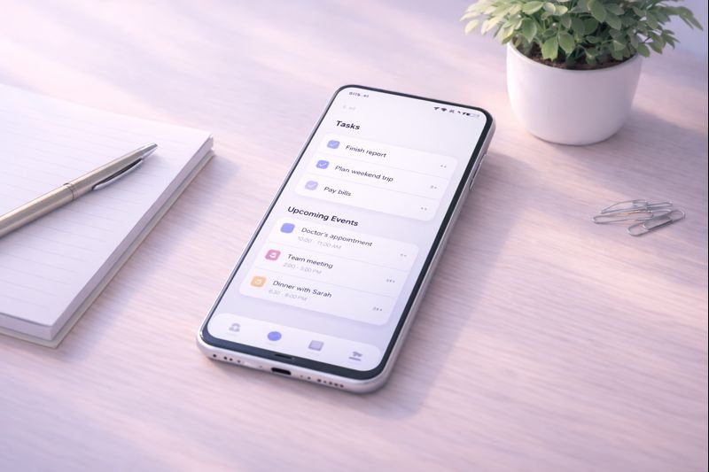 a straightforward app interface with lists and calm layout