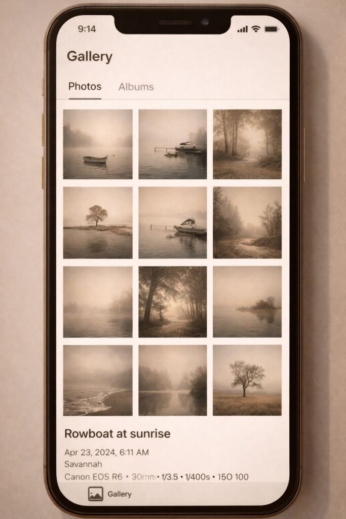 an open-source styled gallery interface, simple and utilitarian