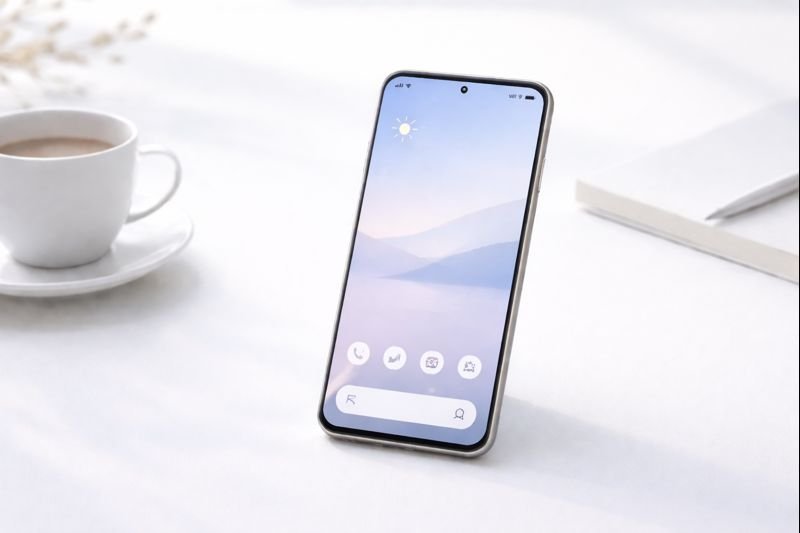 Flight Lite icons on a pale sky-themed wallpaper