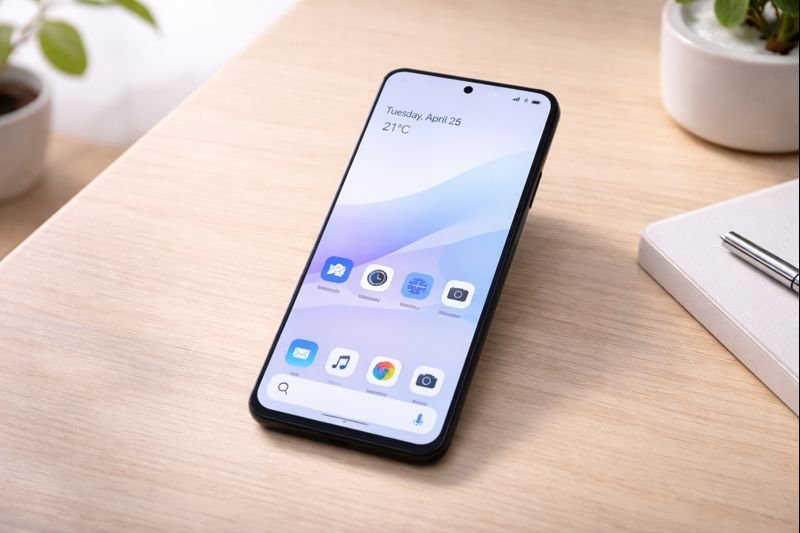 a balanced minimalist Android layout with subtle spacing and a few icons