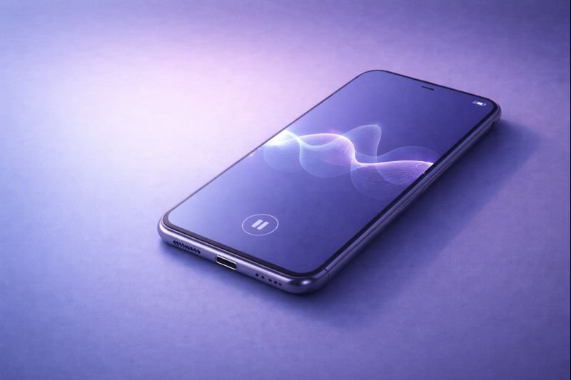 a calming mobile screen with soft audio waves