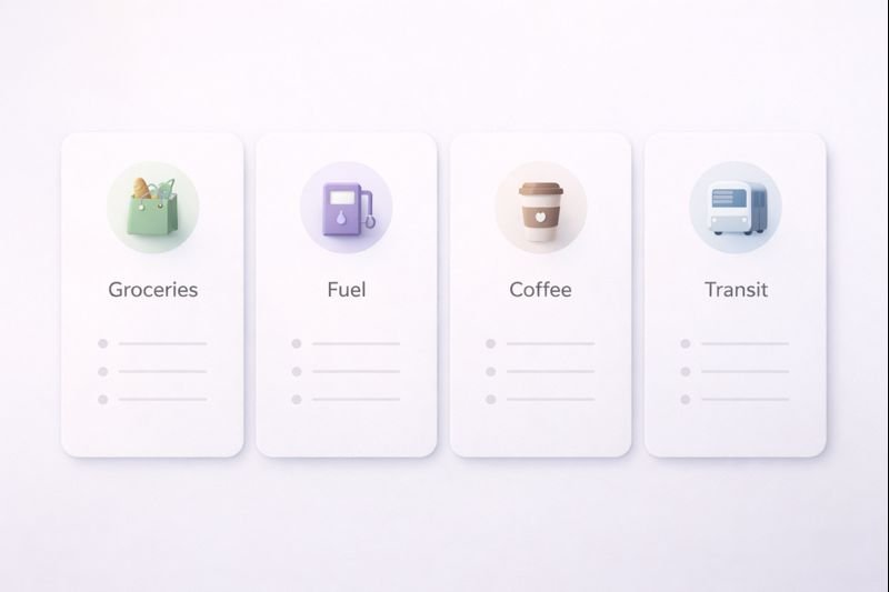 a clean comparison board with simple cards for each app, muted typography, generous white space
