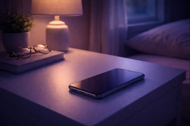 a quiet evening setting with phone dimly lit