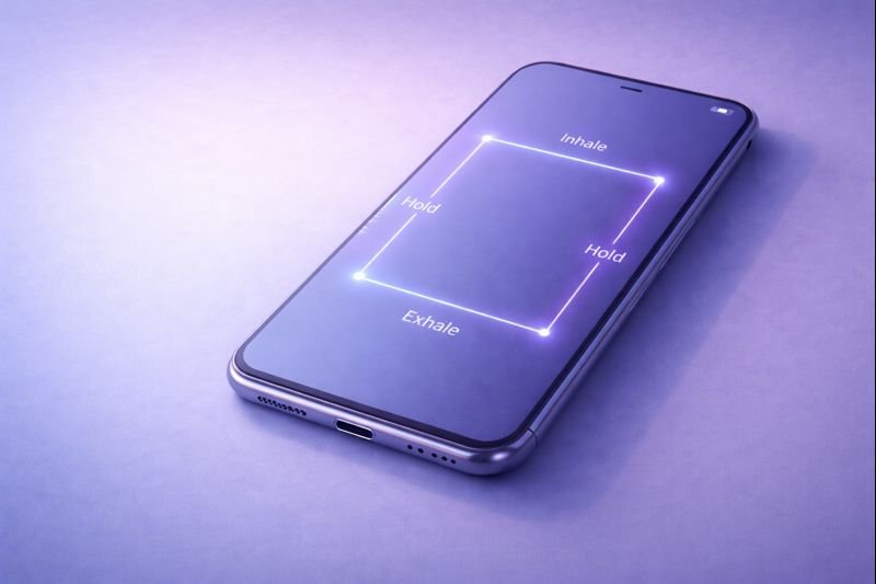 a simple box breathing diagram on a plain background