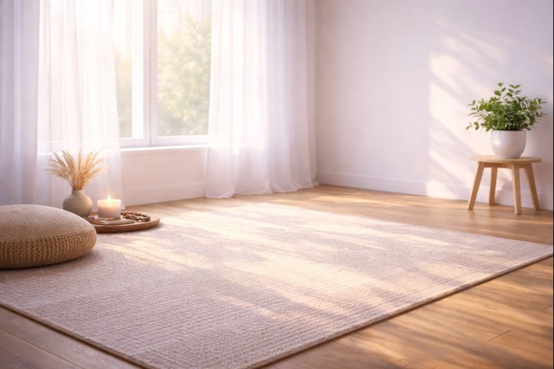 an empty room with sunlight and soft shadows